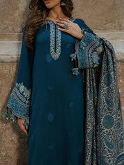 IZEL ON UNSTITCHED 3PC DHANAK EMB WITH PRINTED WOOL SHAWL