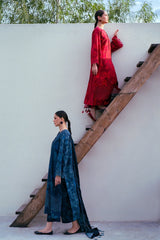 Baroque — 3pc on Digital Lawn with 4 side printed Lawn Dopatta image 3