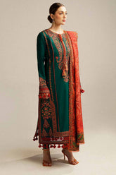 HUSSAIN REHAR ON UNSTITCHED 3PC DHANAK EMB WITH PASHMINA WOOL SHAWL