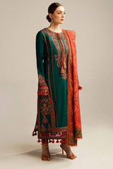 HUSSAIN REHAR ON UNSTITCHED 3PC DHANAK EMB WITH PASHMINA WOOL SHAWL