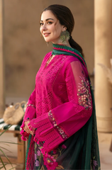 (MF1262) SAIRA RIZWAN| UNSTITCHED 3PC HEAVY EMB PREMIUM LAWN WITH READY TO WEAR KHAADI-NET EMB DUPATTA