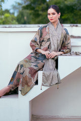 Baroque — 3pc on Digital Lawn with 4 side printed Lawn Dopatta image 1