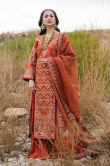 Qalamkar — 3pc on emb Lawn 90/70 with Chiffon Emb Dopatta image 0