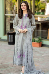 (MF12011)Mushq| UNSTITCHED 3PC HEAVY EMB PREMIUM LAWN WITH CHIFFON EMB DUPATTA