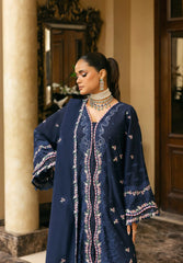 (MF1262) ELAF| UNSTITCHED 3PC HEAVY EMB PREMIUM LAWN WITH READY TO WEAR KHAADI-NET EMB DUPATTA