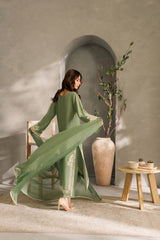 (MF1284) MIRANA| UNSTITCHED 3PC HEAVY EMB PREMIUM LAWN WITH READY TO WEAR CHIFFON EMB DUPATTA