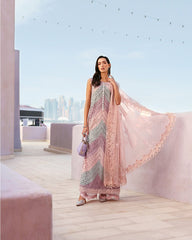 (MF004) MARIA.B| UNSTITCHED 3PC CHIKKANKARI HEAVY EMB PREMIUM LAWN WITH READY TO WEAR SILK AND EMB DUPATTA