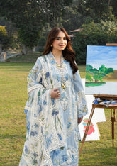 (MF005) ELAF| UNSTITCHED 3PC HEAVY EMB PREMIUM LAWN WITH READY TO WEAR CHIFFON PRINTED AND EMB DUPATTA 