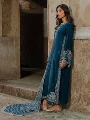 IZEL ON UNSTITCHED 3PC DHANAK EMB WITH PRINTED WOOL SHAWL