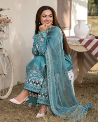 (MF1220) ALLYS| UNSTITCHED 3PC HEAVY EMB LAWN WITH READY TO WEAR CHIFFON EMB DUPATTA