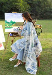 (MF005) ELAF| UNSTITCHED 3PC HEAVY EMB PREMIUM LAWN WITH READY TO WEAR CHIFFON PRINTED AND EMB DUPATTA 