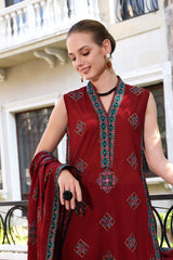 BAREEZA ON UNSTITCHED 3PC HEAVY DHANAK EMB WITH DHANAK EMB SHAWL