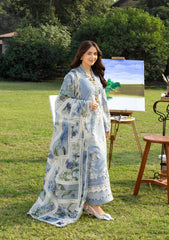 (MF005) ELAF| UNSTITCHED 3PC HEAVY EMB PREMIUM LAWN WITH READY TO WEAR CHIFFON PRINTED AND EMB DUPATTA 