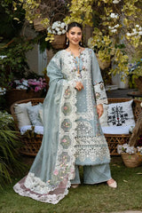 (MF1260) ELAF| UNSTITCHED 3PC HEAVY EMB PREMIUM LAWN WITH READY TO WEAR KHAADI-NET EMB DUPATTA