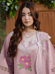 (MF123) PARISHAY| UNSTITCHED 3PC HEAVY EMB PREMIUM LAWN WITH READY TO WEAR EMB 4 SIDE KHAADI NET DUPATA