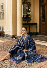 (MF1262) ELAF| UNSTITCHED 3PC HEAVY EMB PREMIUM LAWN WITH READY TO WEAR KHAADI-NET EMB DUPATTA