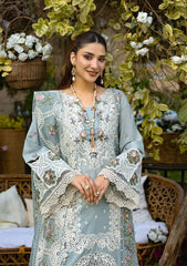 (MF1260) ELAF| UNSTITCHED 3PC HEAVY EMB PREMIUM LAWN WITH READY TO WEAR KHAADI-NET EMB DUPATTA