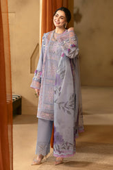(MF513) SAIRA RIZWAN| UNSTITCHED 3PC HEAVY EMB LAWN WITH EMB CHIFFON READY TO WEAR DUPATTA