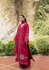 (MF1263) ELAF| UNSTITCHED 3PC HEAVY EMB PREMIUM LAWN WITH READY TO WEAR KHAADI-NET EMB DUPATTA
