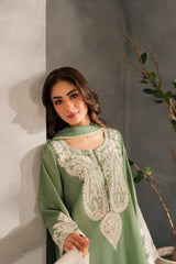 (MF1284) MIRANA| UNSTITCHED 3PC HEAVY EMB PREMIUM LAWN WITH READY TO WEAR CHIFFON EMB DUPATTA