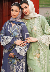 (MF1225) ELAF| UNSTITCHED 3PC HEAVY EMB LAWN WITH PRINTED CHIFFON DUPATTA