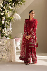 (MF12990) SOBIA NAZIR| UNSTITCHED 3PC HEAVY EMB PREMIUM LAWN WITH KHAADI NET EMB DUPATTA