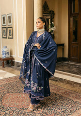(MF1262) ELAF| UNSTITCHED 3PC HEAVY EMB PREMIUM LAWN WITH READY TO WEAR KHAADI-NET EMB DUPATTA