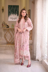 (MF1245) ANEELAS| UNSTITCHED 3PC HEAVY EMB PREMIUM LAWN WITH READY TO WEAR KHAADI-NET EMB DUPATTA