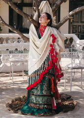 (MF1286) HUSSAIN REHAR| UNSTITCHED 3PC HEAVY EMB PREMIUM LAWN WITH KHAADI-NET PRINTED DUPATTA