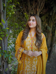 (MF1298)ANEELAS|UNSTITCHED 3PC HEAVY EMB PREMIUM LAWN WITH READY TO WEAR COTTON NET 4 SIDE EMB DUPATTA