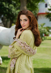 (MF1283) ELAF| UNSTITCHED 3PC HEAVY EMB PREMIUM LAWN WITH READY TO WEAR 4 SIDE CUTWORK EMB DUPATTA