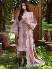 (MF123) PARISHAY| UNSTITCHED 3PC HEAVY EMB PREMIUM LAWN WITH READY TO WEAR EMB 4 SIDE KHAADI NET DUPATA