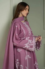 CROSS STITCH ON UNSTITCHED 3PC DHANAK EMB WITH DHANAK READY TO WEAR EMB SHAWL