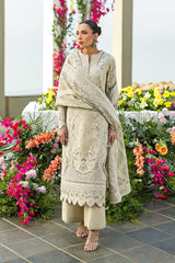 MF225) AKBAR ASLAM| UNSTITCHED 3PC HEAVY CHIKKANKARI EMB PREMIUM LAWN WITH READY TO WEAR EMB CHIFFON DUPATTA