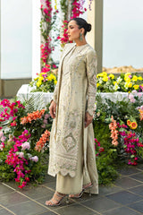 MF225) AKBAR ASLAM| UNSTITCHED 3PC HEAVY CHIKKANKARI EMB PREMIUM LAWN WITH READY TO WEAR EMB CHIFFON DUPATTA