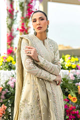 MF225) AKBAR ASLAM| UNSTITCHED 3PC HEAVY CHIKKANKARI EMB PREMIUM LAWN WITH READY TO WEAR EMB CHIFFON DUPATTA