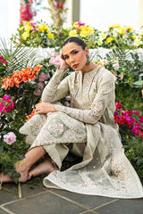 MF225) AKBAR ASLAM| UNSTITCHED 3PC HEAVY CHIKKANKARI EMB PREMIUM LAWN WITH READY TO WEAR EMB CHIFFON DUPATTA