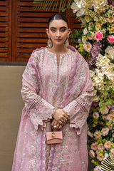 (MF226) AKBAR ASLAM| UNSTITCHED 3PC HEAVY EMB PREMIUM LAWN WITH READY TO WEAR EMB KHAADI NET DUPATTA