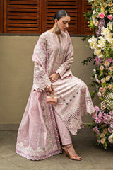 (MF226) AKBAR ASLAM| UNSTITCHED 3PC HEAVY EMB PREMIUM LAWN WITH READY TO WEAR EMB KHAADI NET DUPATTA