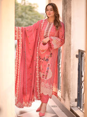 (MF227) ANEELAS| UNSTITCHED 3PC HEAVY EMB PREMIUM LAWN WITH READY TO WEAR EMB KHAADI NET DUPATTA