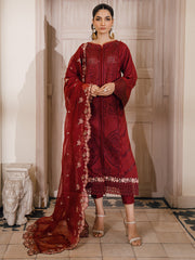 (MF229) BINLIYAS| UNSTITCHED 3PC HEAVY EMB PREMIUM LAWN WITH READY TO WEAR EMB CHIFFON DUPATTA 