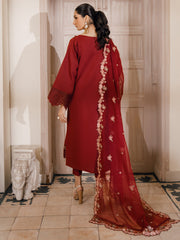 (MF229) BINLIYAS| UNSTITCHED 3PC HEAVY EMB PREMIUM LAWN WITH READY TO WEAR EMB CHIFFON DUPATTA 