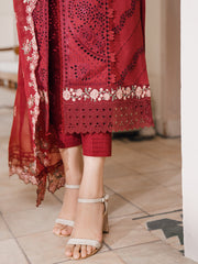 (MF229) BINLIYAS| UNSTITCHED 3PC HEAVY EMB PREMIUM LAWN WITH READY TO WEAR EMB CHIFFON DUPATTA 