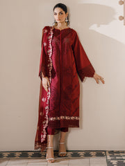 (MF229) BINLIYAS| UNSTITCHED 3PC HEAVY EMB PREMIUM LAWN WITH READY TO WEAR EMB CHIFFON DUPATTA 