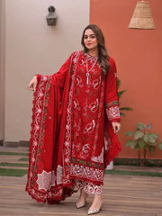 (MF234) ANEELAS| UNSTITCHED 3PC HEAVY EMB PREMIUM LAWN WITH READY TO WEAR EMB KHAADI NET DUPATTA