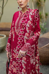 MF1334| AKBAR ASLAM UNSTITCHED 3PC HEAVY EMB PREMIUM DHANAK WITH READY TO WEAR EMB DHANAK SHAWL