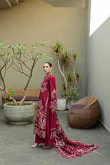 MF1334| AKBAR ASLAM UNSTITCHED 3PC HEAVY EMB PREMIUM DHANAK WITH READY TO WEAR EMB DHANAK SHAWL