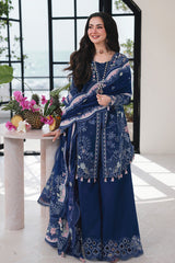 (MF238) QALAMKAR| UNSTITCHED 3PC HEAVY EMB PREMIUM LAWN WITH READY TO WEAR EMB CHIFFON DUPATTA