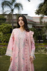 (MF236) ANEELAS| UNSTITCHED 3PC HEAVY EMB PREMIUM LAWN WITH READY TO WEAR EMB KHAADI NET DUPATTA