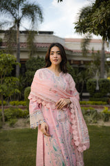 (MF236) ANEELAS| UNSTITCHED 3PC HEAVY EMB PREMIUM LAWN WITH READY TO WEAR EMB KHAADI NET DUPATTA